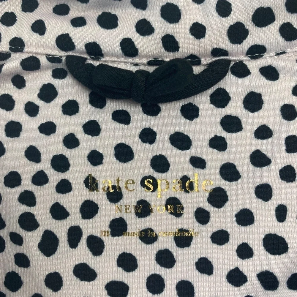 KATE SPADE Blush Pink Black Dots Short Sleeve Long Pant Pajamas Top M/Pant S